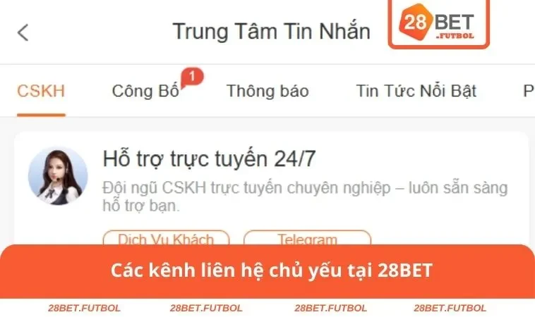 Liên hệ 28BET 2 Các kênh liên hệ chủ yếu tại 28BET