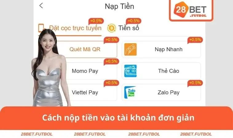 28bet 31 Cách nộp tiền vào tài khoản đơn giản