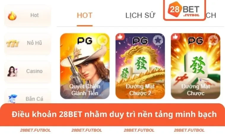 Điều khoản sử dụng 28BET 1 Điều khoản 28BET nhằm duy trì nền tảng minh bạch