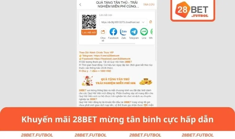 Khuyến mãi 28BET 2 Khuyến mãi 28BET mừng tân binh cực hấp dẫn