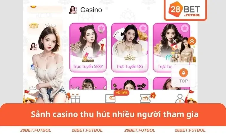28bet 30 Sảnh casino hấp dẫn người chơi